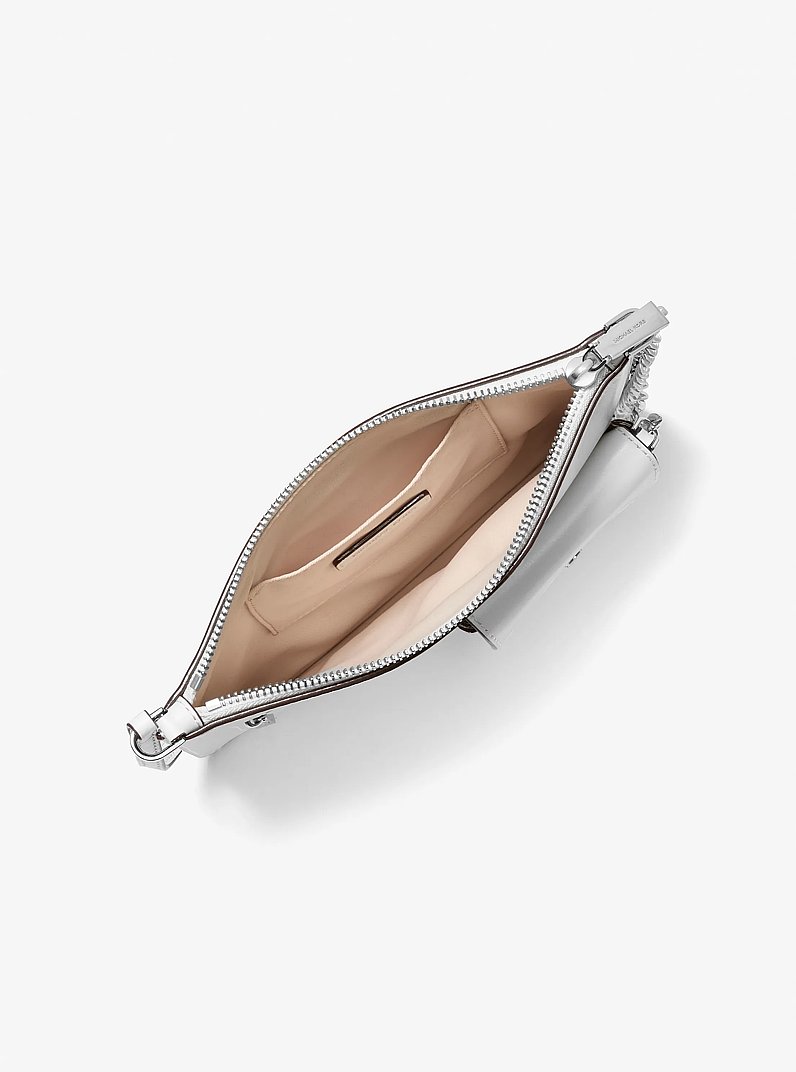 Jet Set Large Leather Convertible Zip Wristlet in OPTIC WHITE | Michael Kors