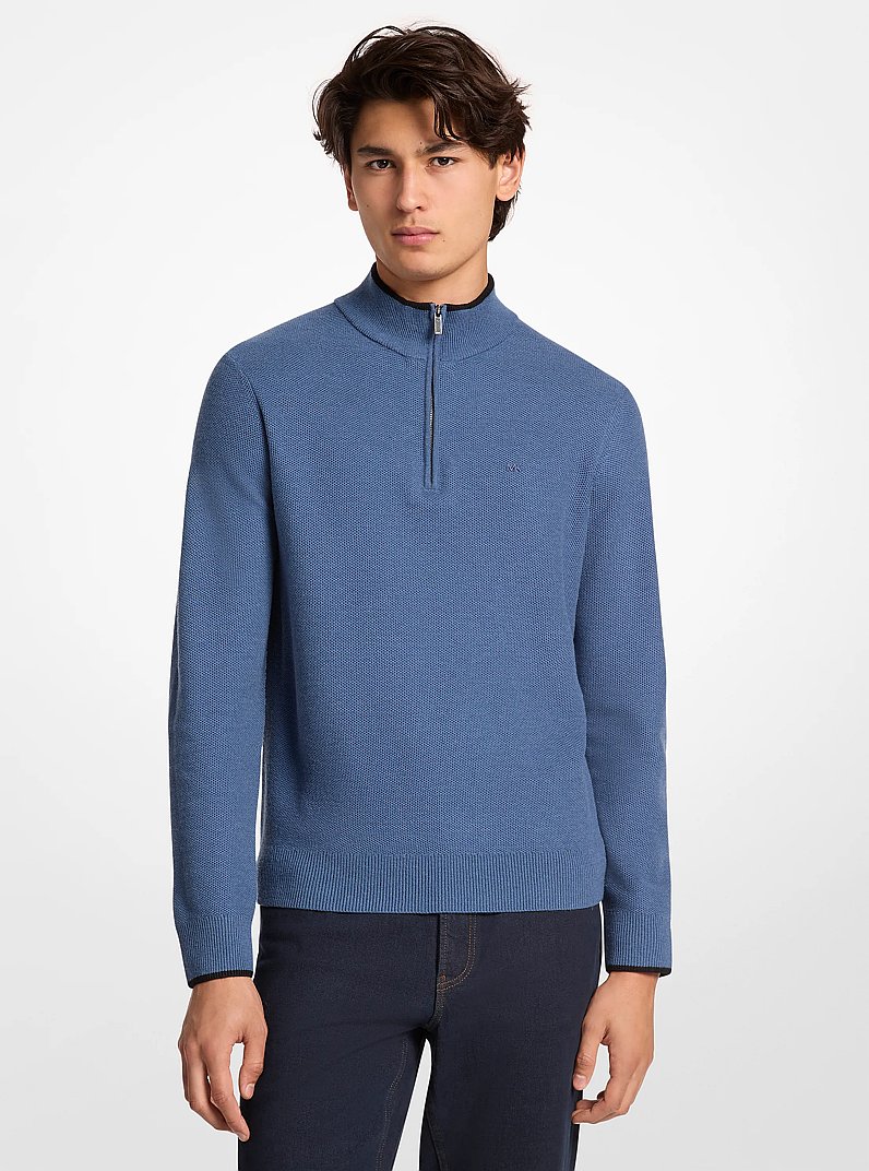Wool Blend Quarter-Zip Sweater in BLACK - Sale | Michael Kors