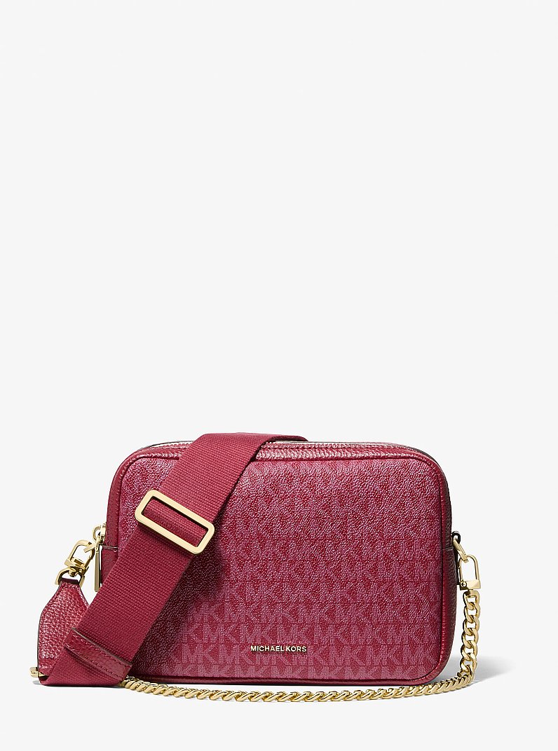 Bryant Medium Signature Logo Camera Crossbody Bag in DEEP RED | Michael Kors