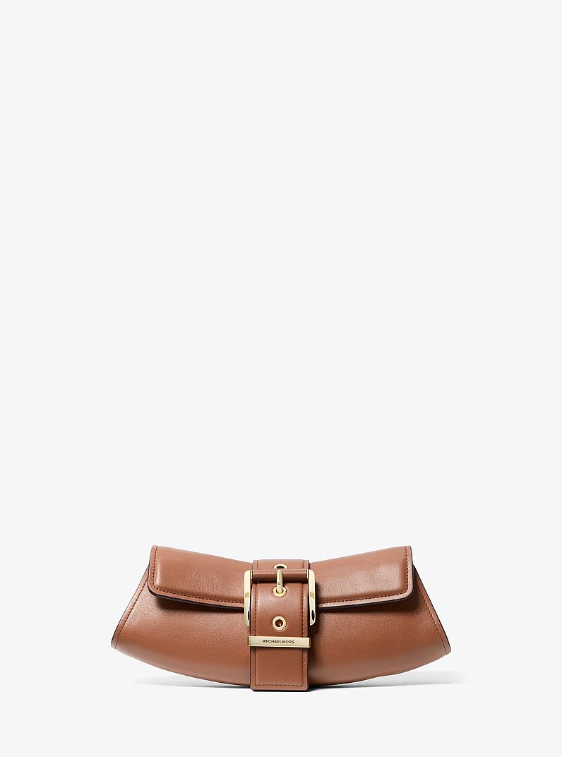 Colby Small Leather Convertible Clutch in LUGGAGE | Michael Kors