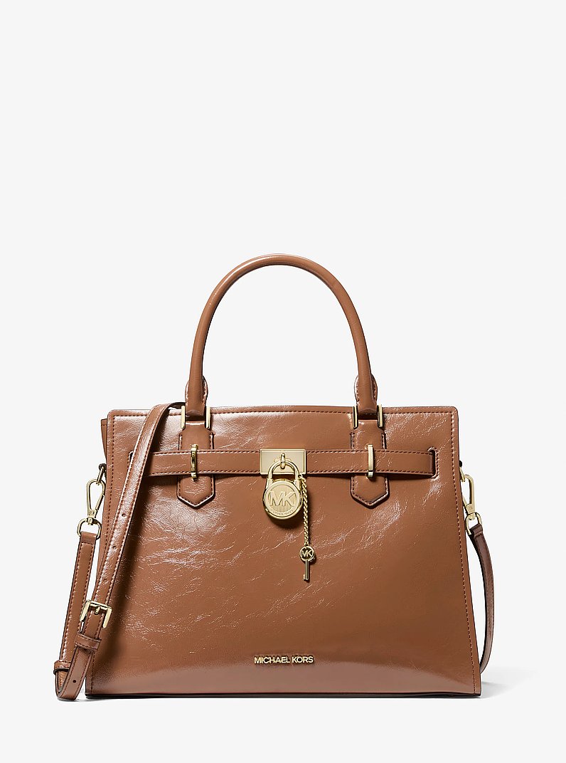 Hamilton Medium Patent Satchel in LUGGAGE | Michael Kors