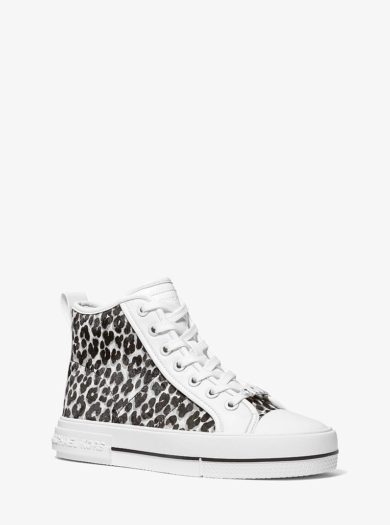 Evy Leopard Print Calf Hair High-Top Sneaker in BLACK COMBO | Michael Kors