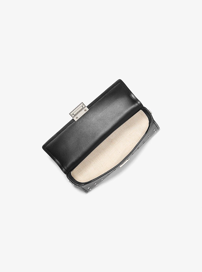 Ludlow Small Studded Leather Convertible Pochette in BLACK | Michael Kors