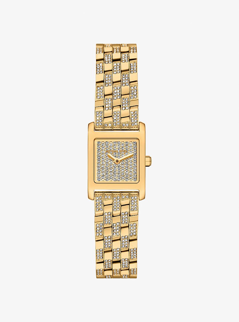 Micro Georgie Pav&eacute; Gold-Tone Watch in GOLD | Michael Kors