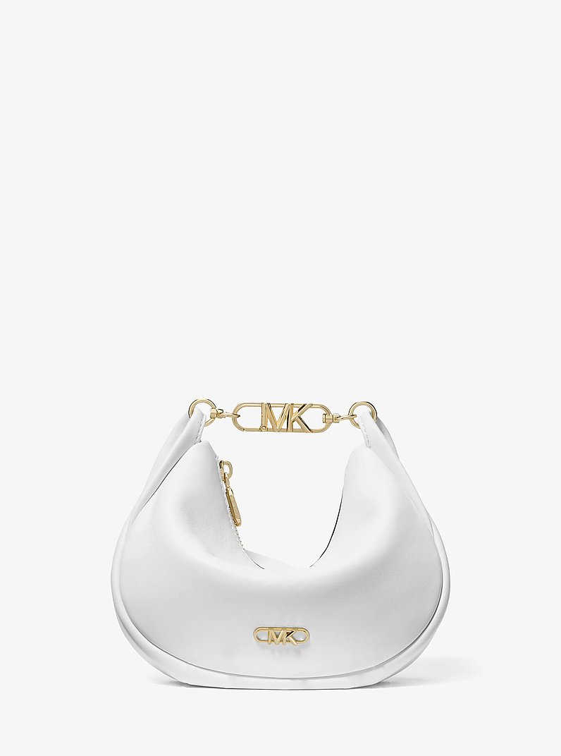 Kendall Small Leather Shoulder Bag in OPTIC WHITE | Michael Kors