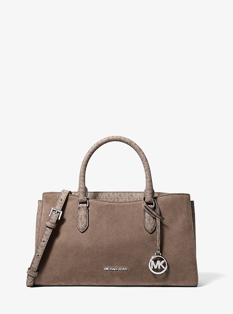 Arden Medium Signature Logo Top-Zip Satchel in MUSHROOM | Michael Kors