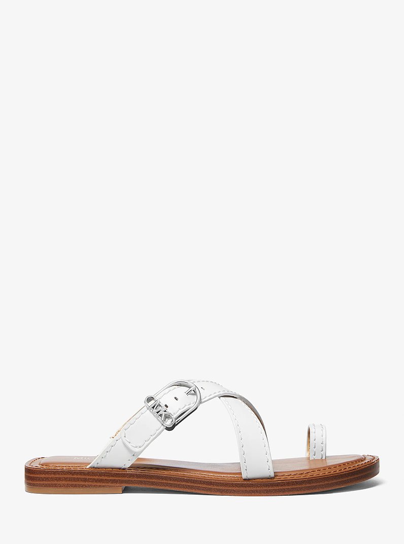 Ashton Leather Flat Sandal in OPTIC WHITE | Michael Kors