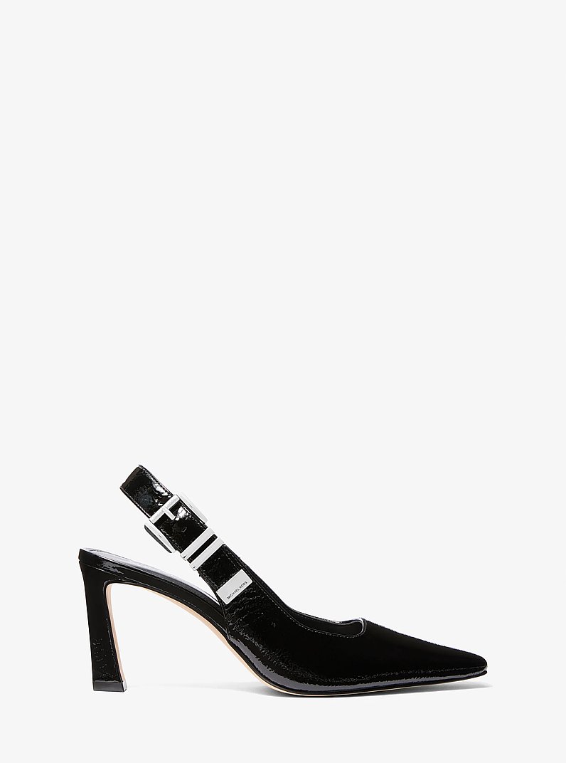 Darrington Crackled Patent Leather Slingback Pump in BLACK | Michael Kors