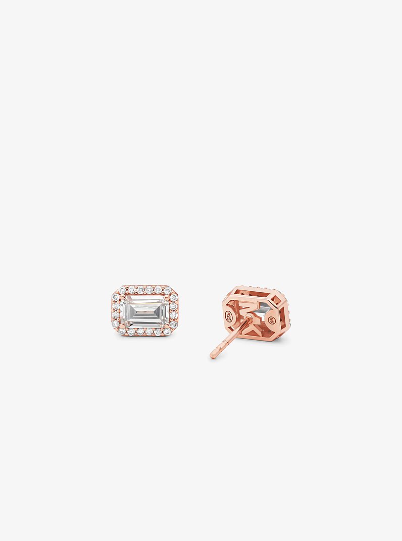 Precious Metal-Plated Pav&eacute; Halo Stud Earrings in ROSE GOLD | Michael Kors