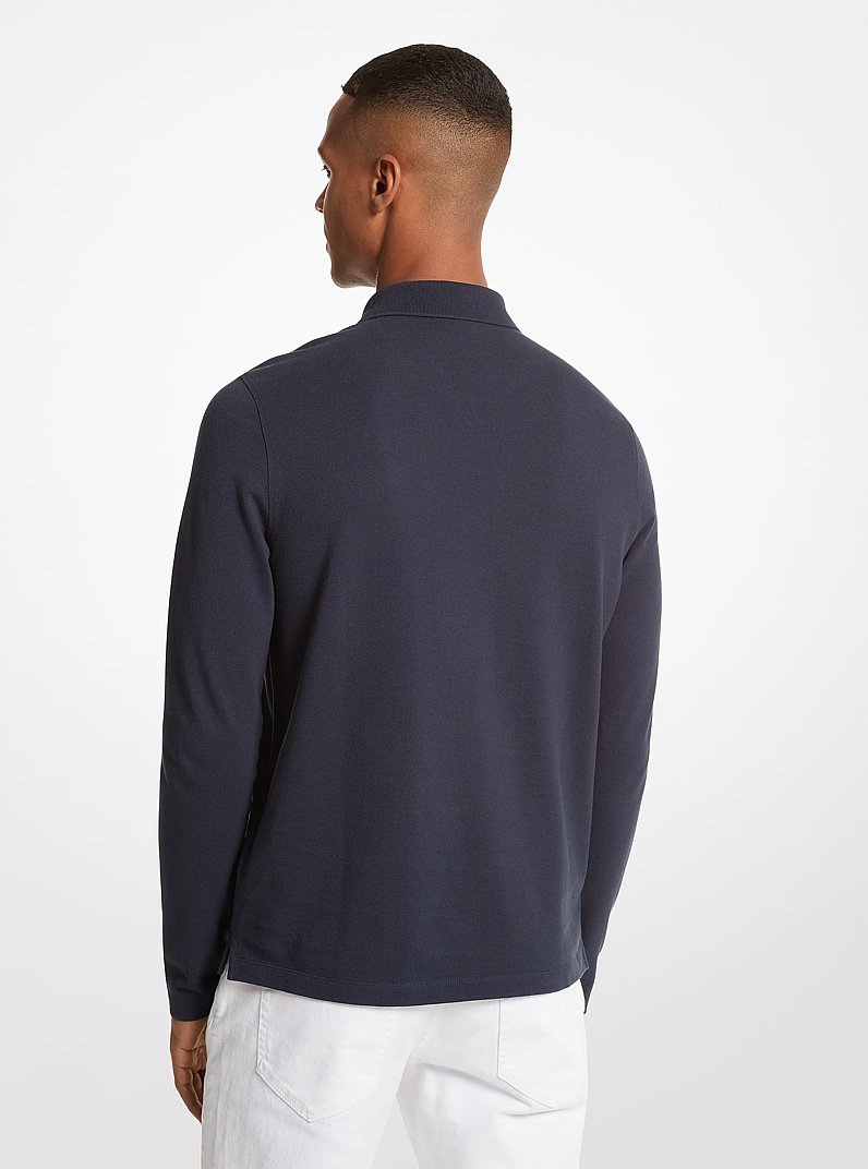 Cotton Long-Sleeve Polo Shirt