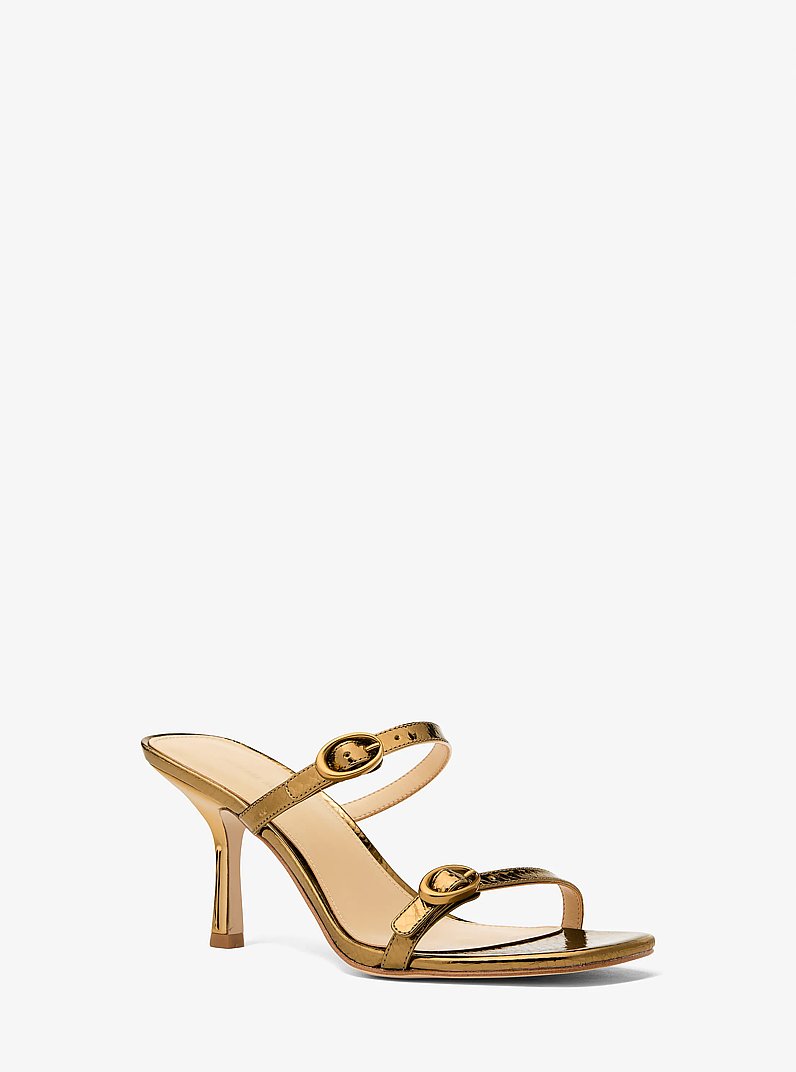 Kya Metallic Leather Sandal in ANTIQUE GOLD | Michael Kors