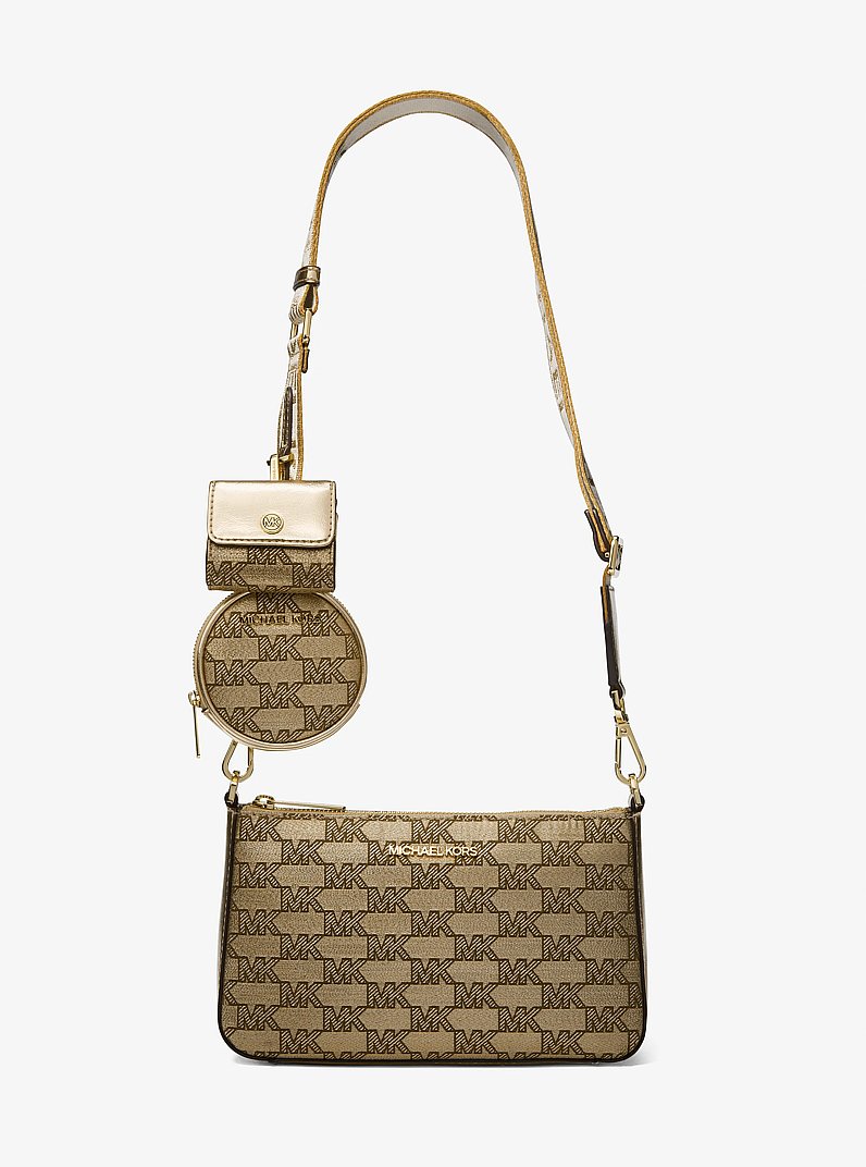 Jet Set Metallic Logo Jacquard Crossbody Bag with Case for Apple Airpods Pro&reg;