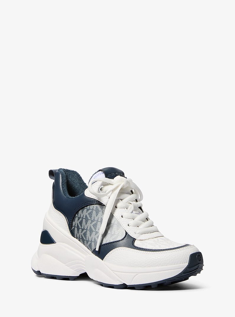 Katrina Mixed-Media Trainer in NAVY | Michael Kors