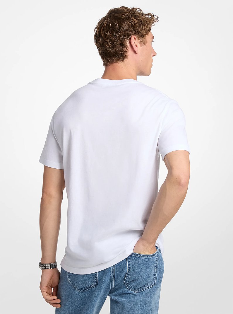 Printed Cotton T-Shirt in WHITE | Michael Kors