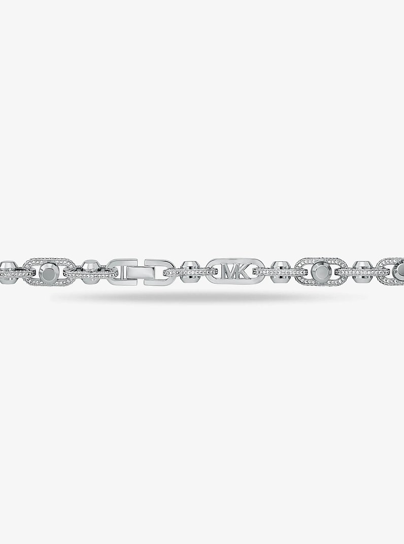 Collana Astor con maglie a catena extra large in ottone placcato in metallo prezioso e pav&eacute; in ARGENTO | Michael Kors