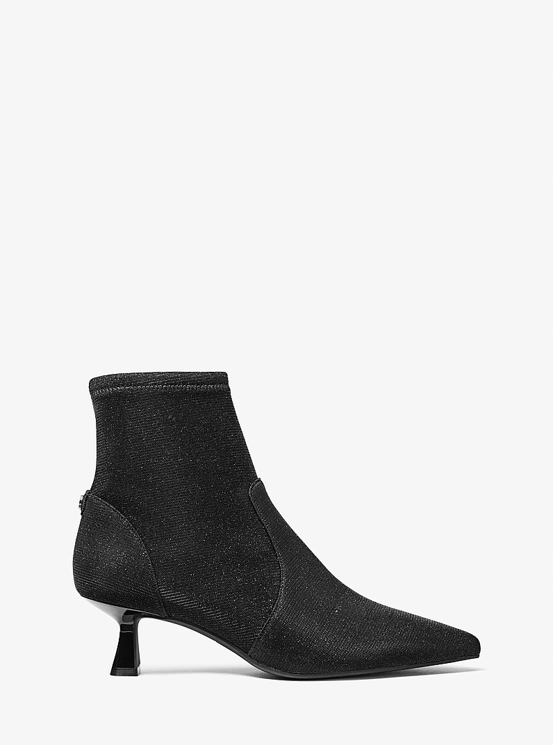 Amali Glitter Chain-Mesh Kitten Boot in BLACK | Michael Kors