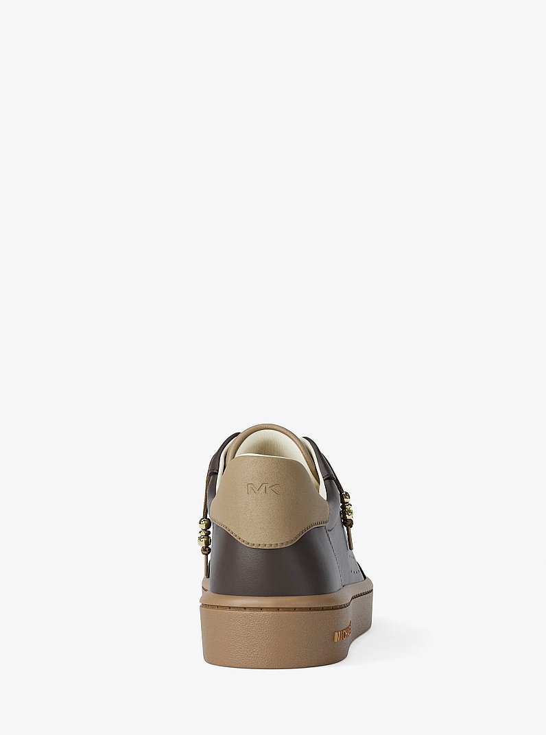 Scotty Embellished Leather Sneaker in CHOCOLATE | Michael Kors