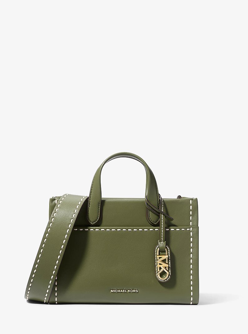 Gigi Small Topstitched Leather Messenger Bag