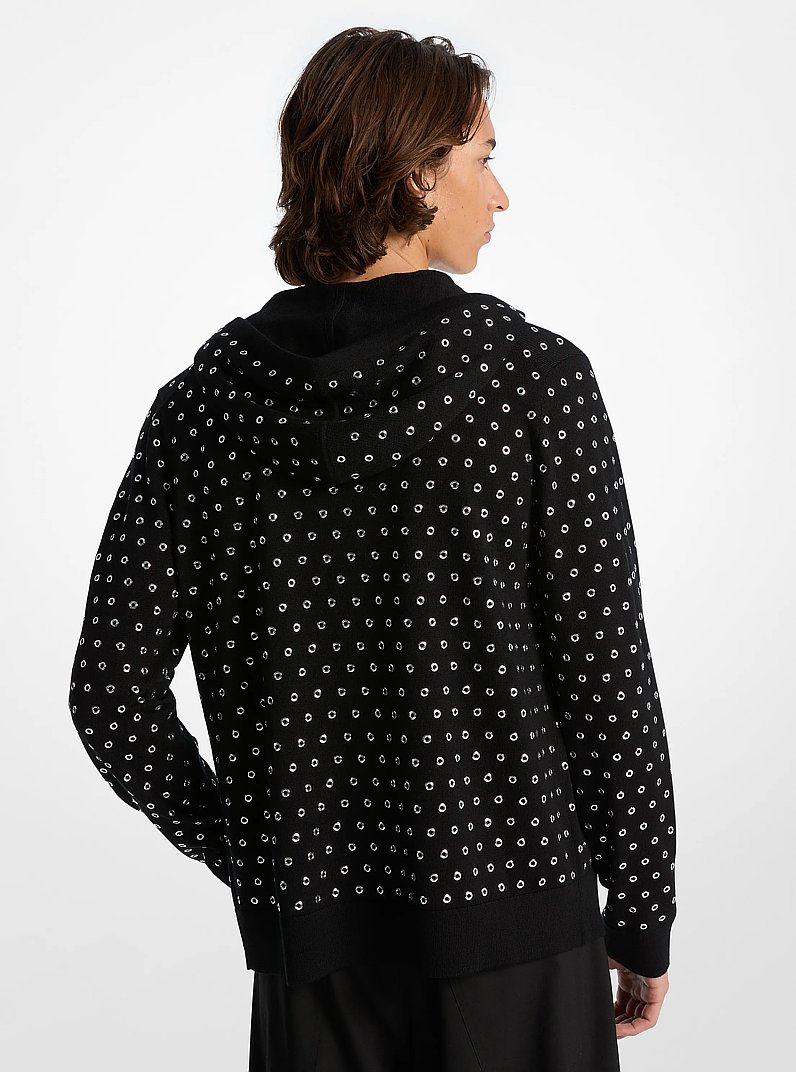 Sudadera con capucha de lana con cremallera y ojales in NEGRO | Michael Kors