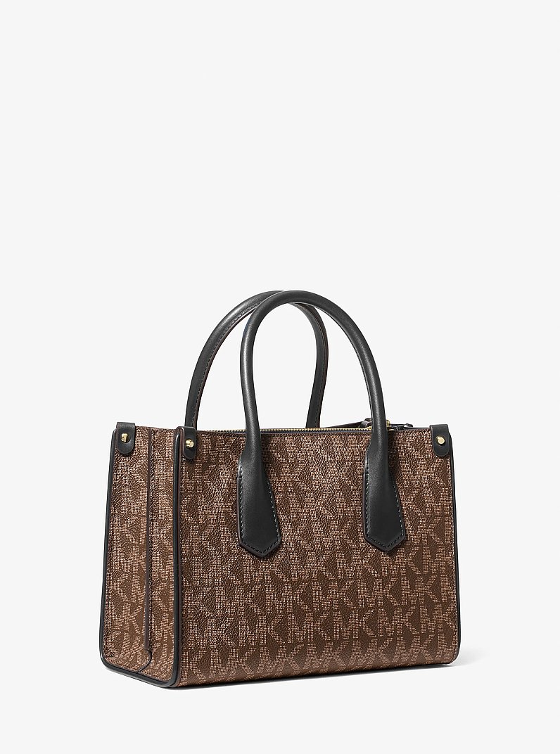 Maple Small Signature Logo Satchel in BROWN/BLK | Michael Kors