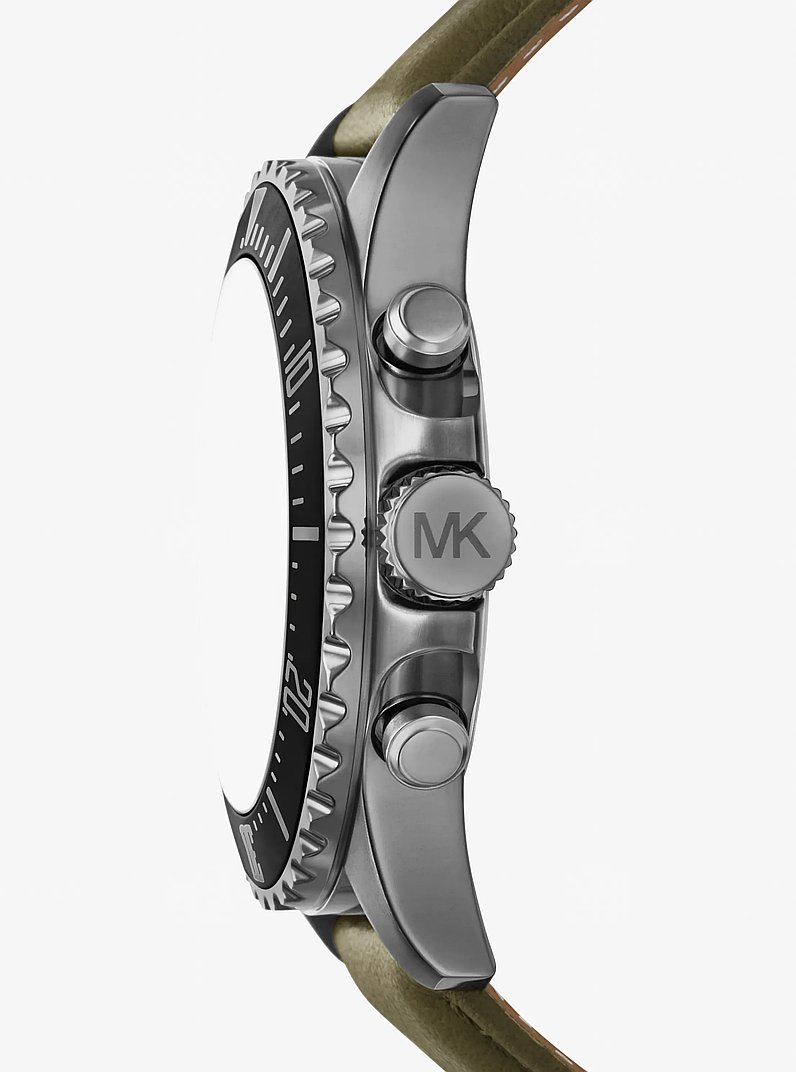 Oversized Everest Gunmetal-Tone and Leather Watch in GUNMETAL | Michael Kors
