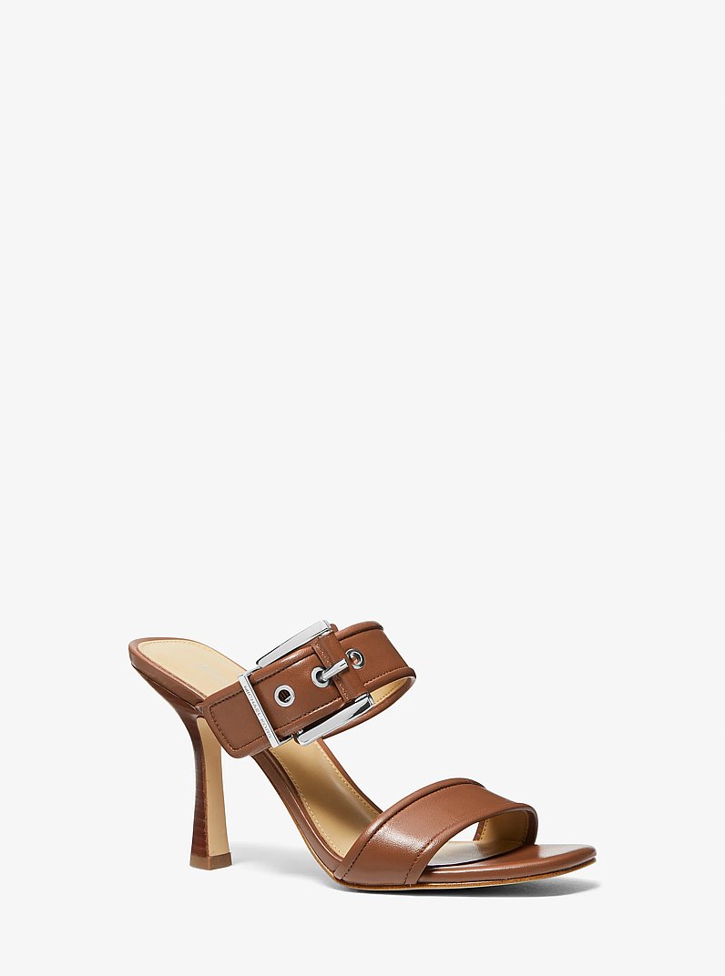 Colby Leather Sandal in LUGGAGE | Michael Kors