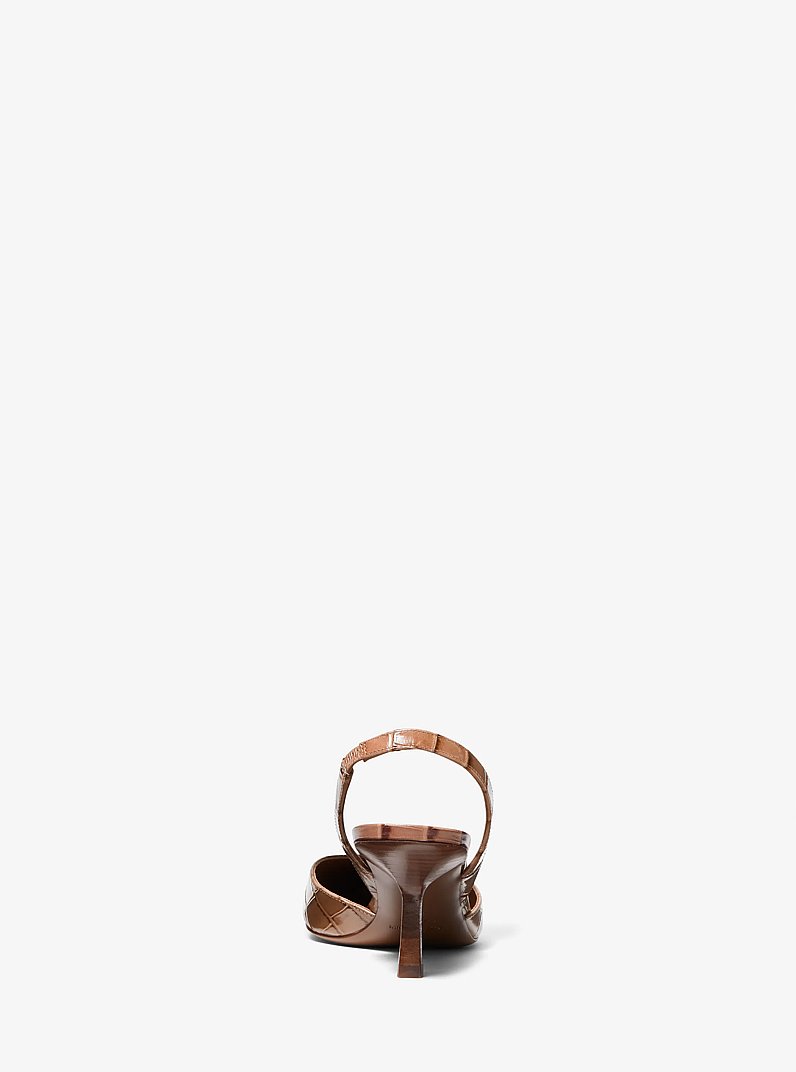 Holly Crocodile Embossed Leather Pump in CHESTNUT | Michael Kors