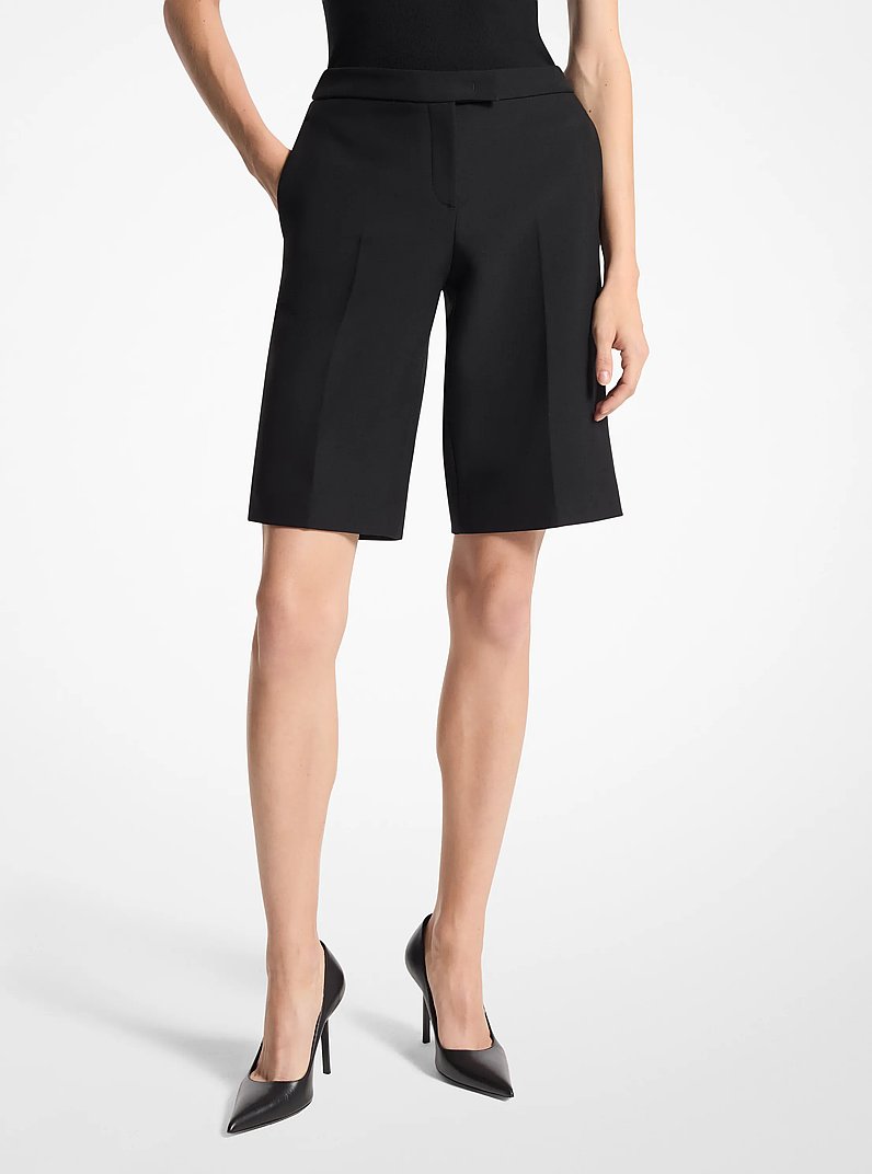Wool Gabardine Bermuda Shorts in BLACK | Michael Kors