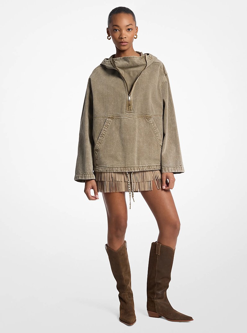 Garment-Dyed Denim Popover Jacket in SAFARI GREEN | Michael Kors