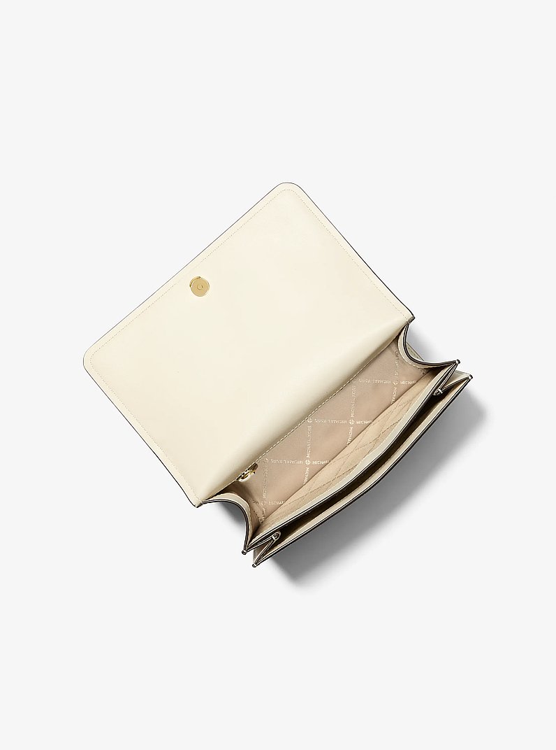 Borsa a spalla Abbott media con stampa logo in CREMA CHIARO CANGIANTE | Michael Kors