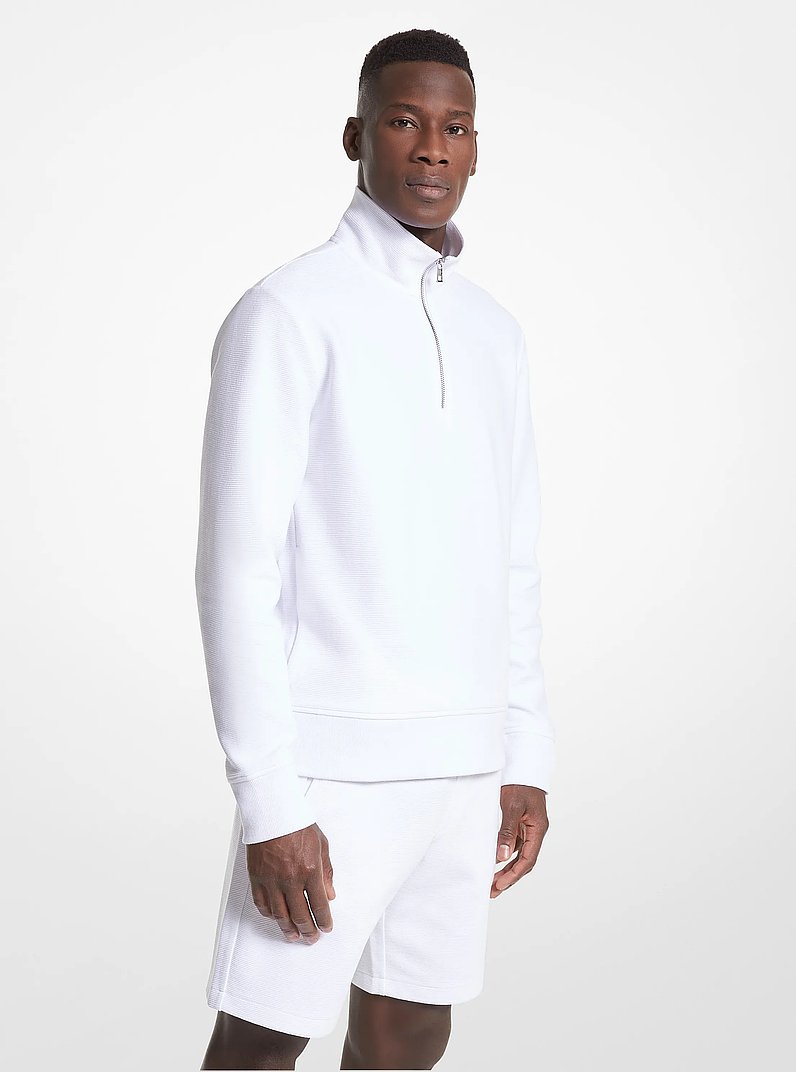 Cotton Blend Half-Zip Sweater in SOFT ECRU - Sale | Michael Kors [US]