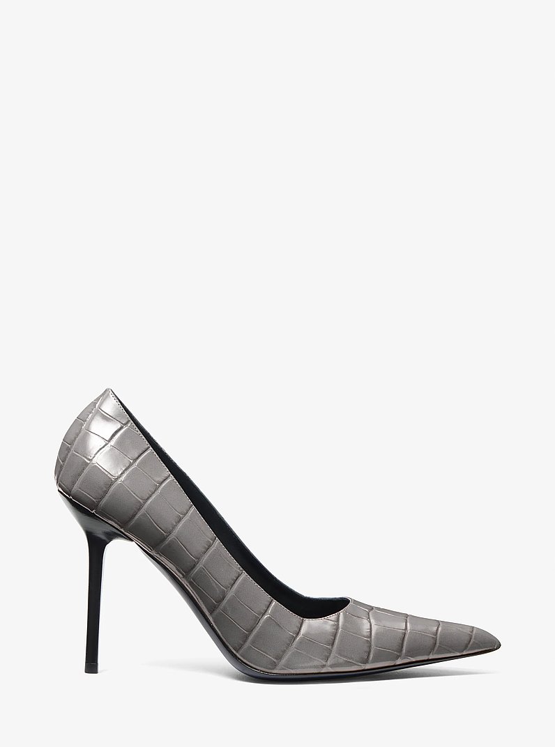 Pumps Winona aus Leder mit Krokodilpr&auml;gung in SCHIEFER | Michael Kors