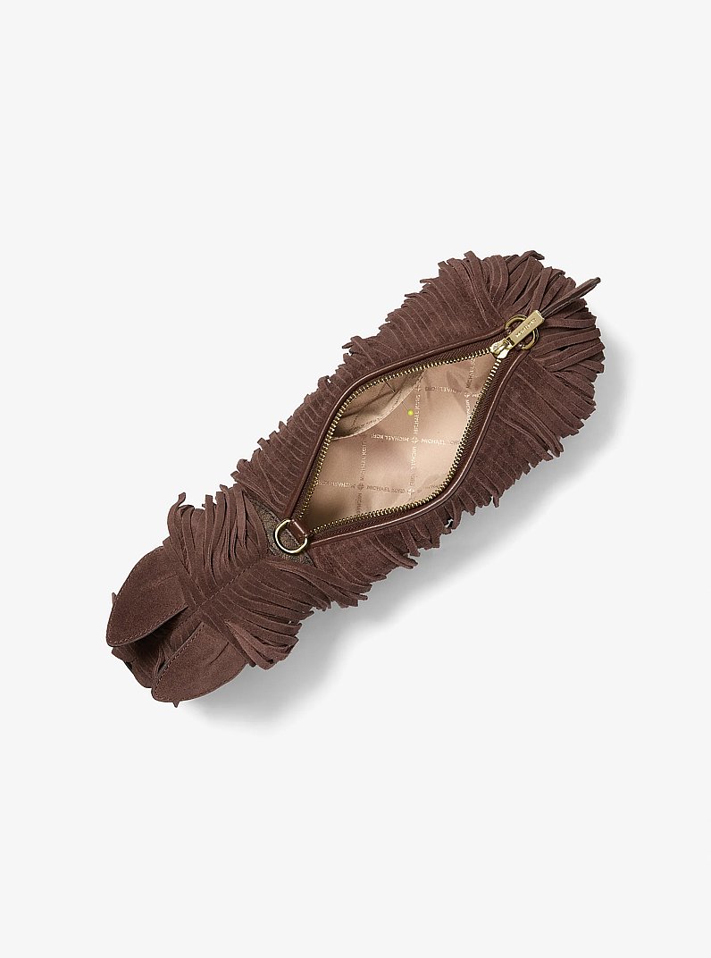 Scottie Dog Small Suede Shoulder Bag in NUTMEG | Michael Kors