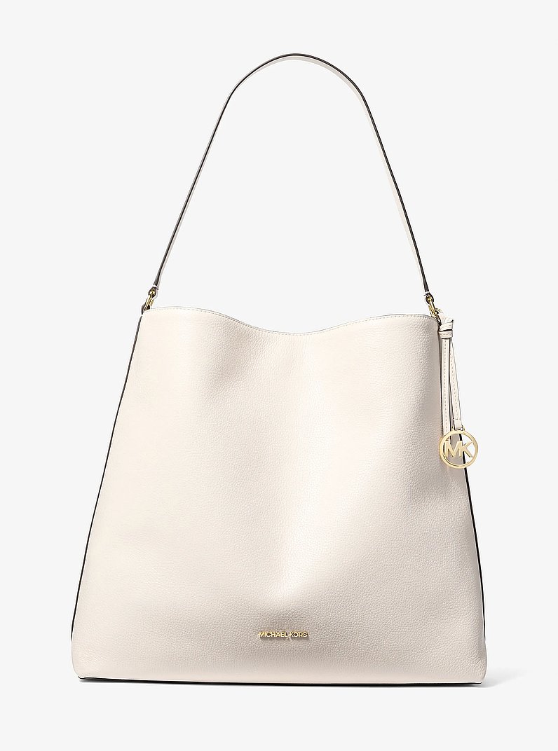 Sammy Large Pebbled Leather Hobo Shoulder Bag in LT CREAM | Michael Kors