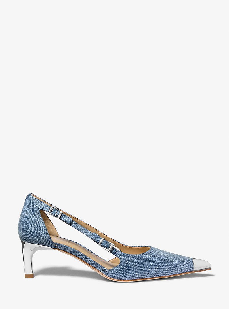 Pumps Kasia aus Denim mit Kitten Heel in WEISS/DUNKELROSA | Michael Kors