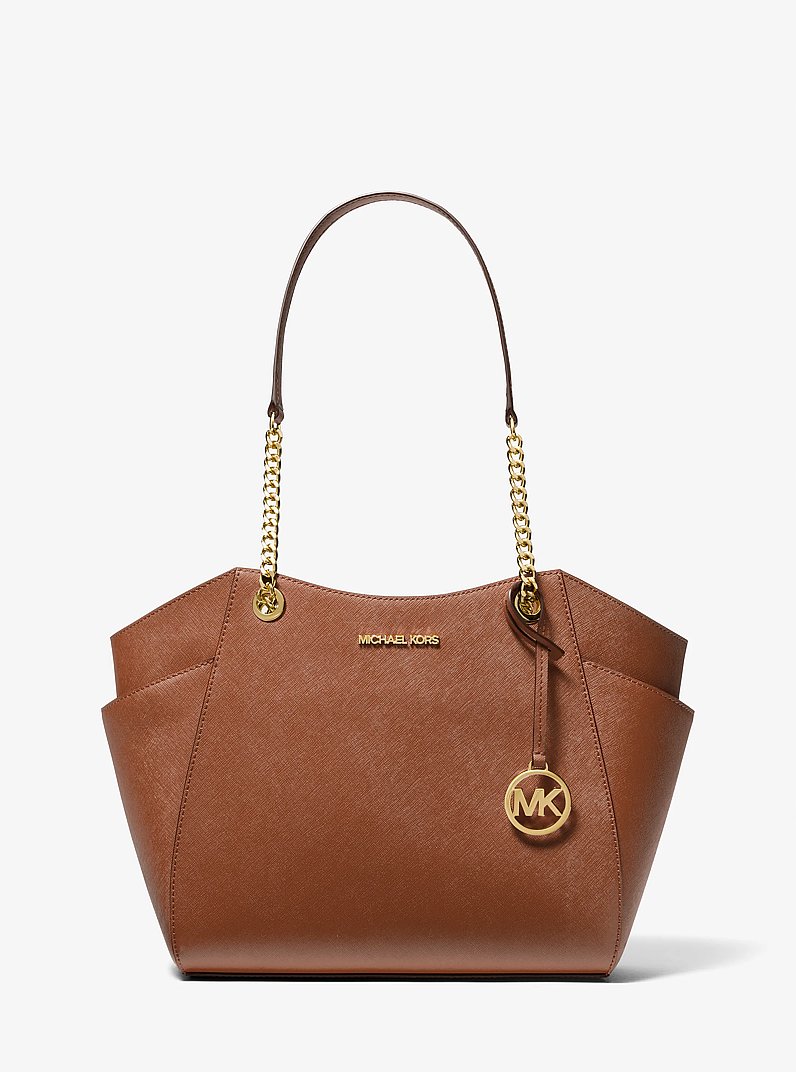Jet Set Large Saffiano Leather Shoulder Bag in LUGGAGE | Michael Kors
