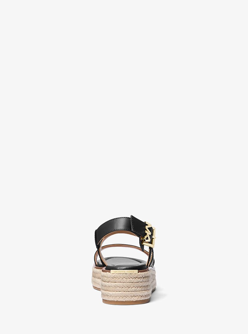 Lynn Leather Platform Espadrille Sandal in BLACK | Michael Kors