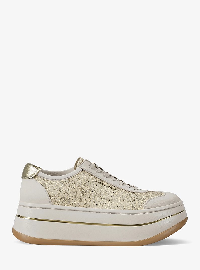 Espadrille &agrave; plateforme Hayes en cuir &agrave; ornements scintillants in OR P&Acirc;LE | Michael Kors