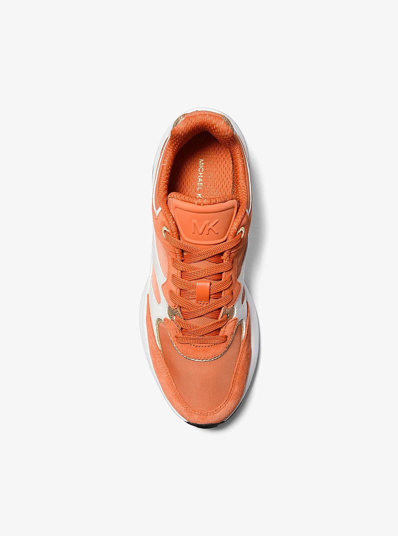 Riley Mixed-Media Trainer in ORANGE PUNCH | Michael Kors