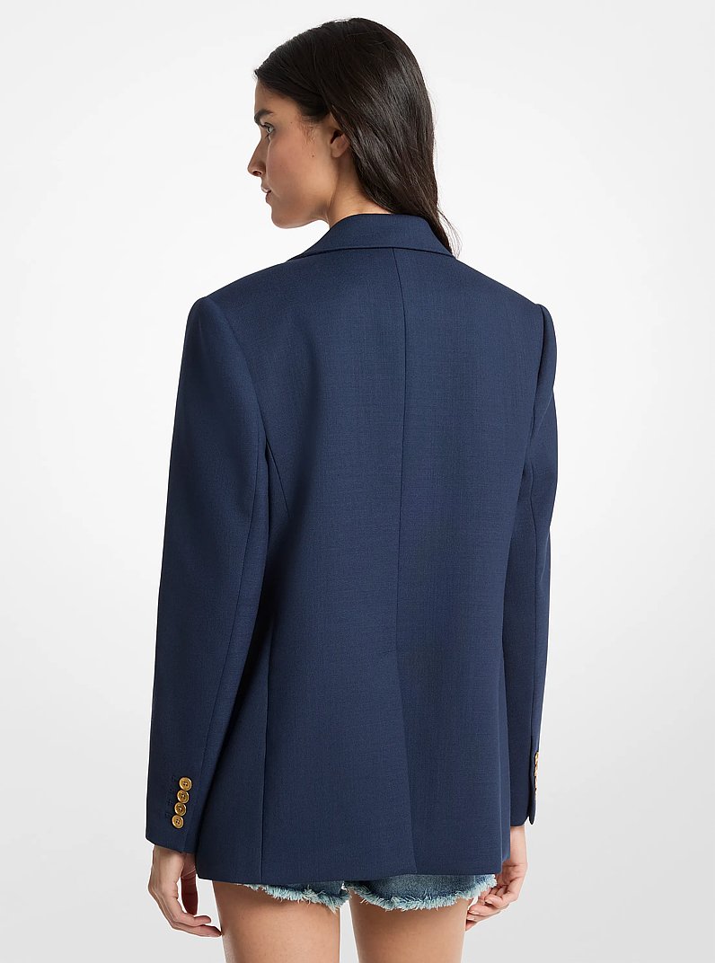 Oversized Stretch Wool Blend Twill Blazer in MIDNIGHTBLUE | Michael Kors