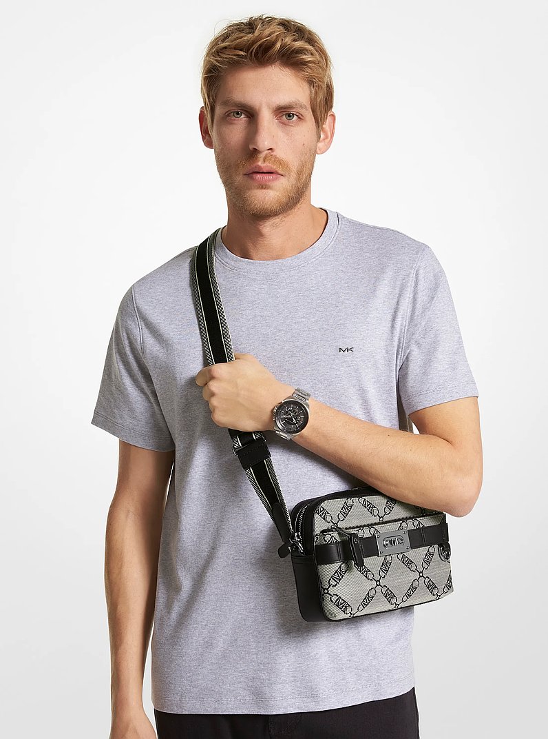 Borsa Utility a tracolla Hudson con logo Empire jacquard in NERO | Michael Kors