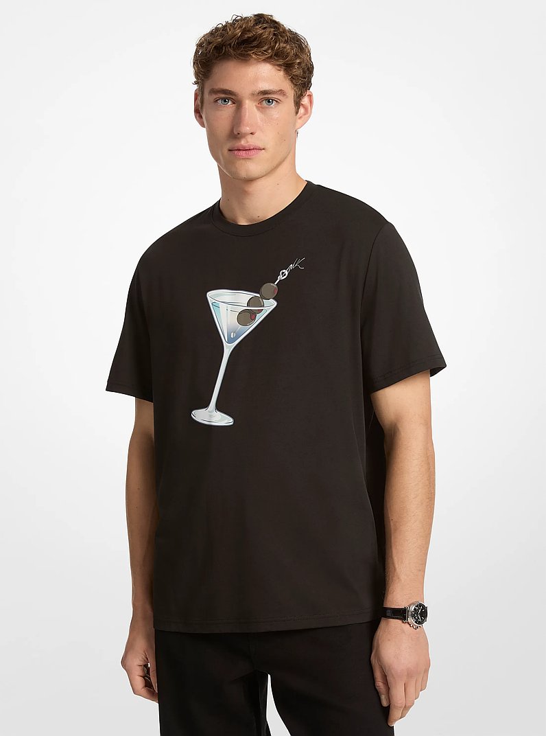 Graphic Cotton T-Shirt in BLACK | Michael Kors