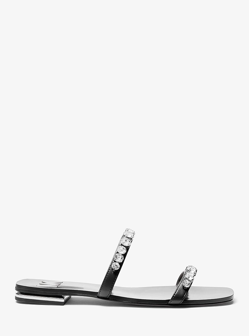 Jessa Embellished Faux Leather Sandal in BLACK | Michael Kors