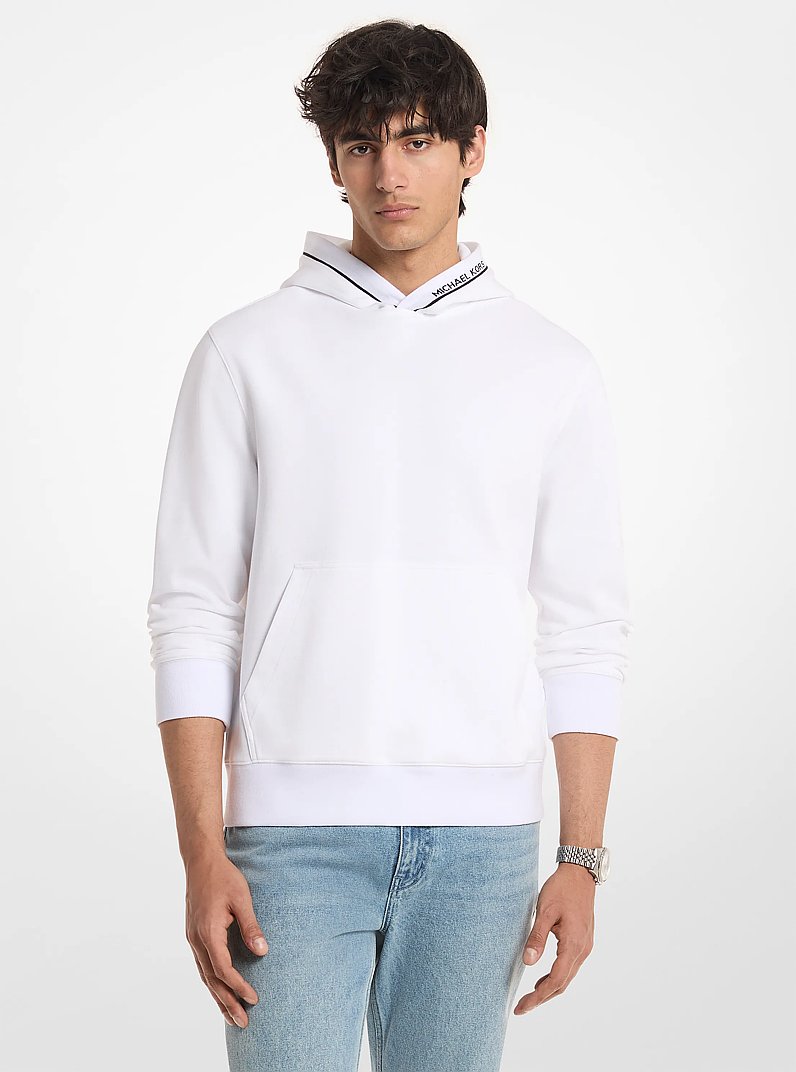 Felpa con cappuccio in misto cotone con logo sul bordo in BIANCO | Michael Kors