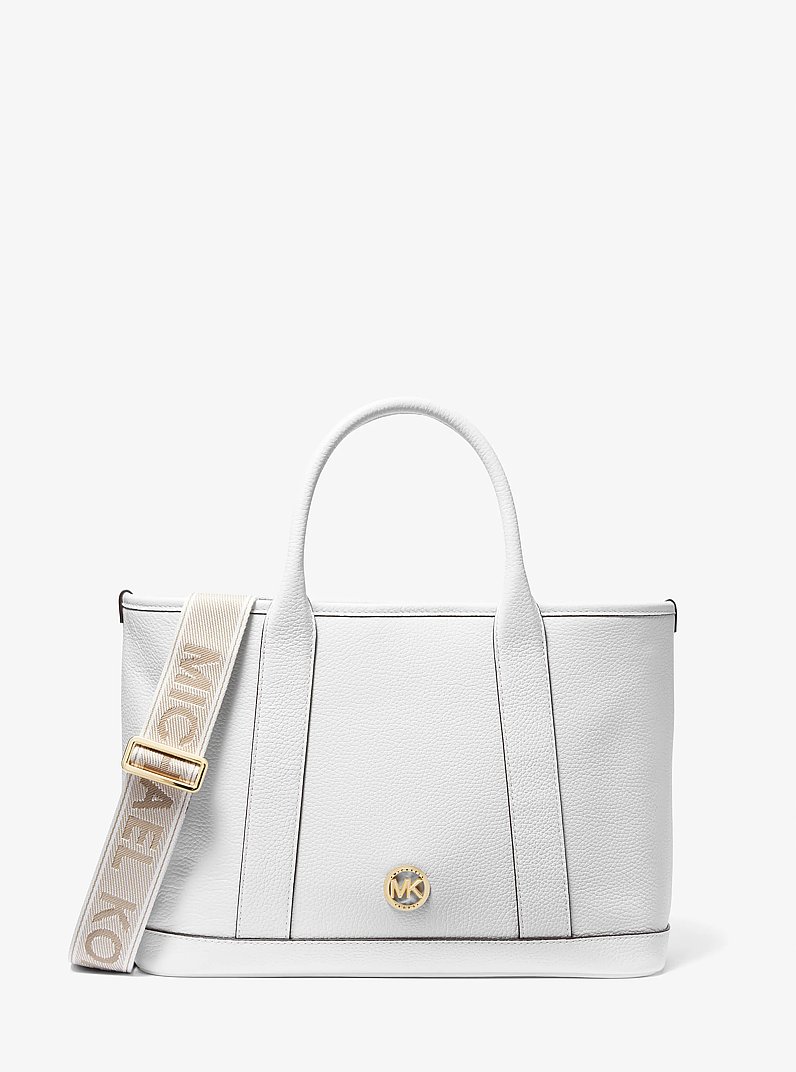 Luisa Medium Pebbled Leather Tote Bag in OPTIC WHITE | Michael Kors