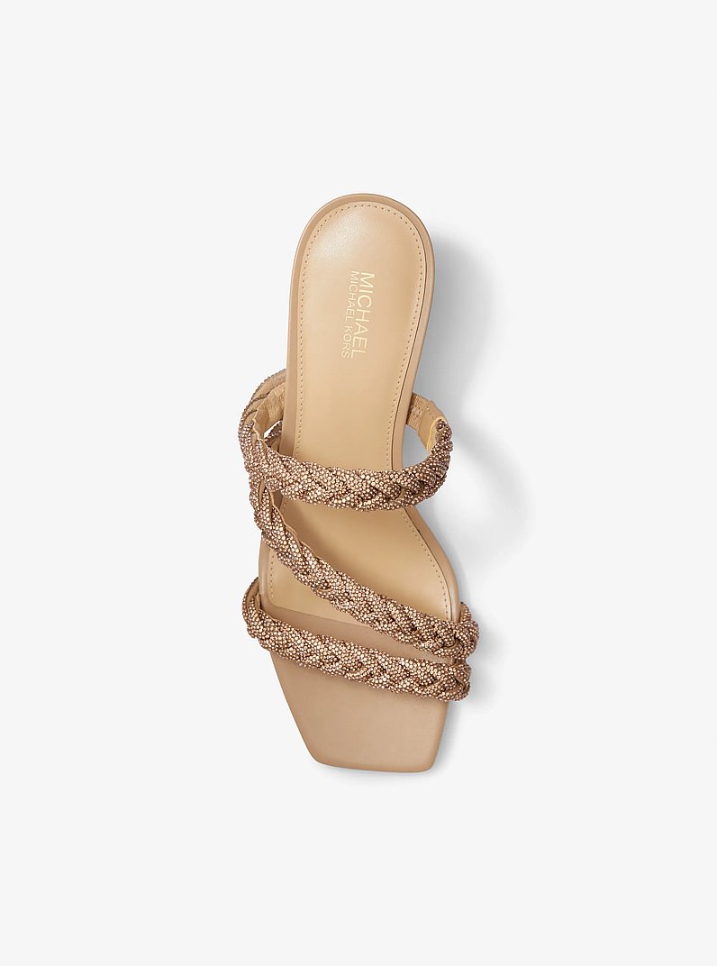 Celia Embellished Kitten Sandal in CAMEL | Michael Kors