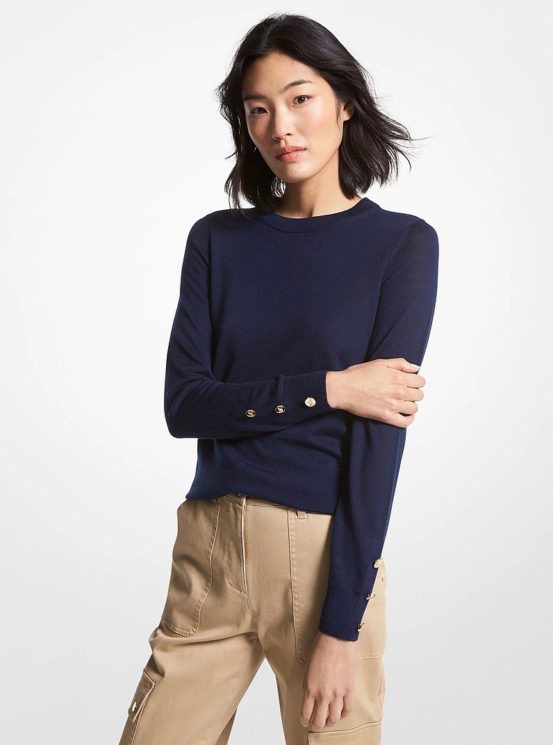 Pull en laine m&eacute;rinos m&eacute;lang&eacute;e in MIDNIGHTBLUE | Michael Kors