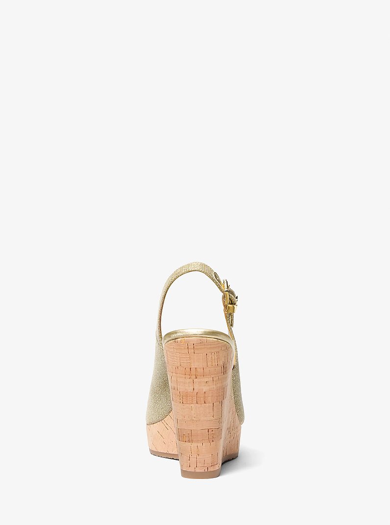 Sandalo con zeppa Rosie in mesh metallizzato glitterato in ORO PALLIDO | Michael Kors