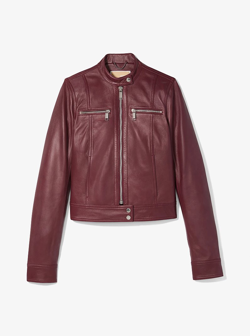 Leather Jacket in OXBLOOD | Michael Kors