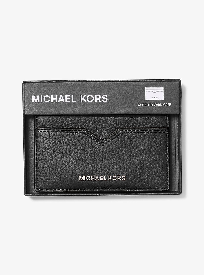 Porta carte di credito Hudson in pelle martellata in NERO | Michael Kors